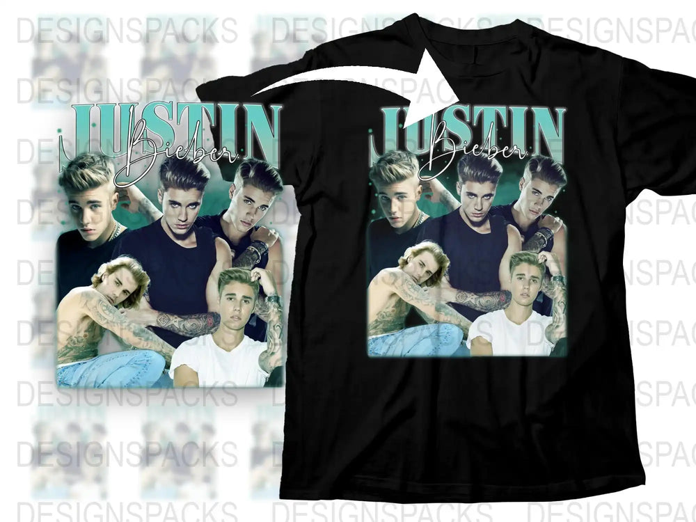 Justin Bieber Photo Collage T-Shirt, Pop Music Fan Merch, Men's Women's Unisex Tee, Gift Idea