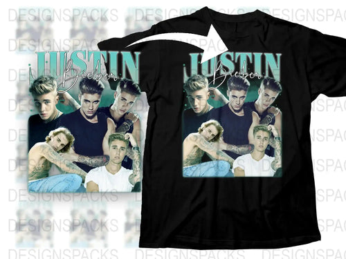 Justin Bieber Photo Collage T-Shirt, Pop Music Fan Merch, Men's Women's Unisex Tee, Gift Idea