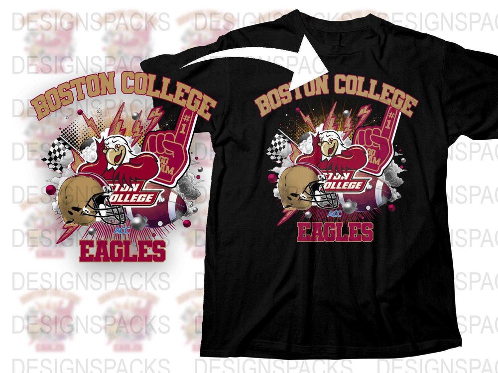 Boston College Eagles T-Shirt, Skull Graphic, Men's Sports Tee, Casual Wear