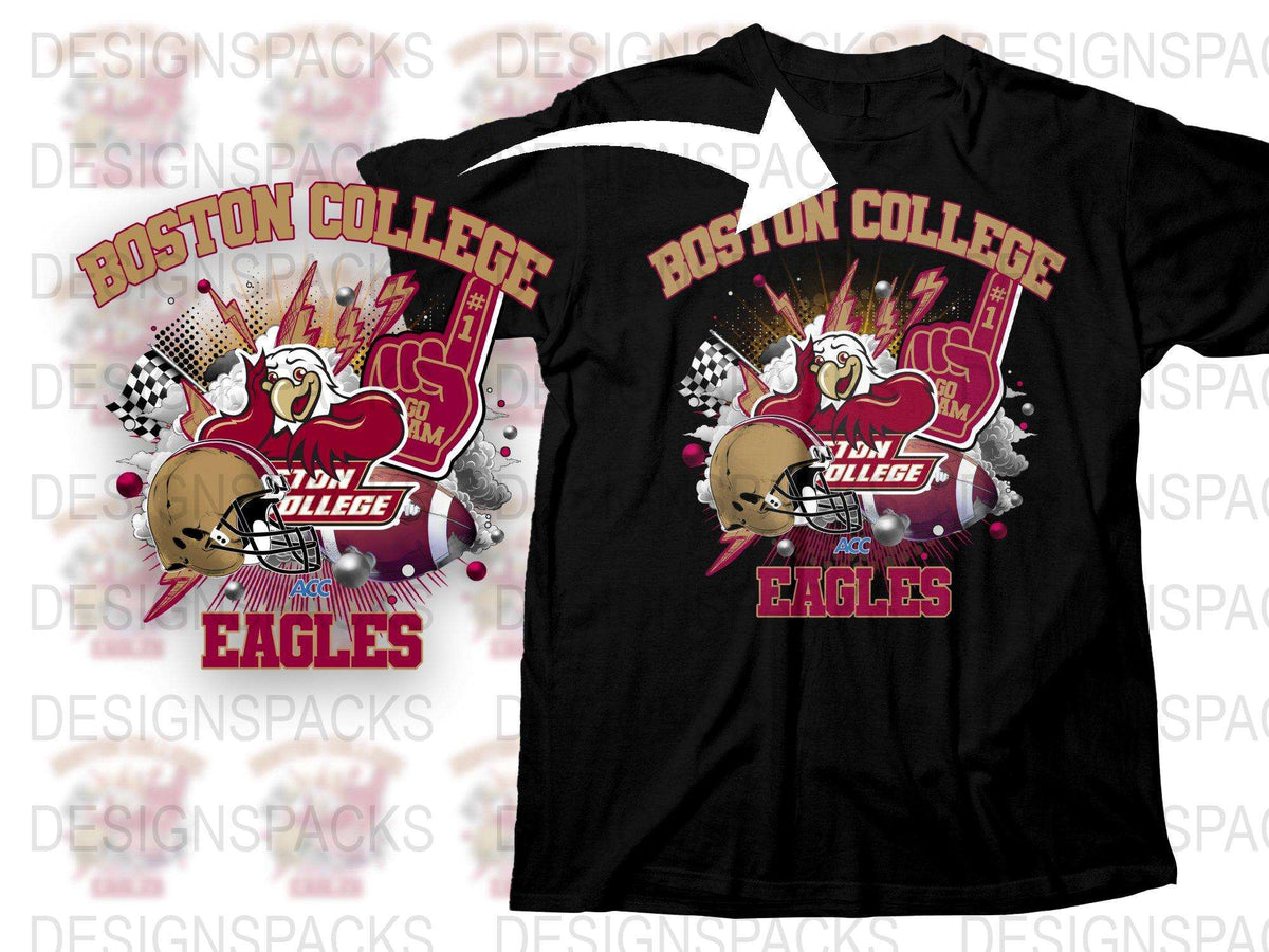 Boston College Eagles T-Shirt, Skull Graphic, Men's Sports Tee, Casual Wear
