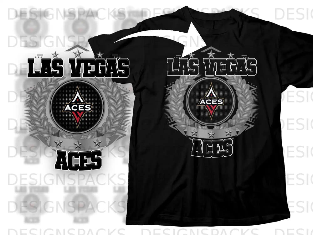 Las Vegas Aces Featured Design on Black T-shirt