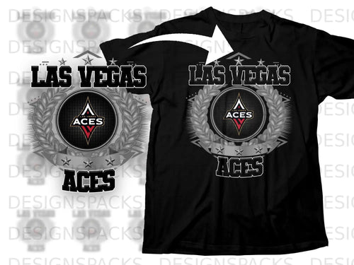 Las Vegas Aces Featured Design on Black T-shirt
