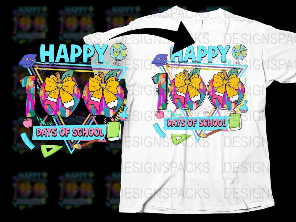 Happy 100 Days of School T-Shirt, Colorful Floral Graphic Tee, Kids Celebration Shirt, Bright and Fun Top for Students
