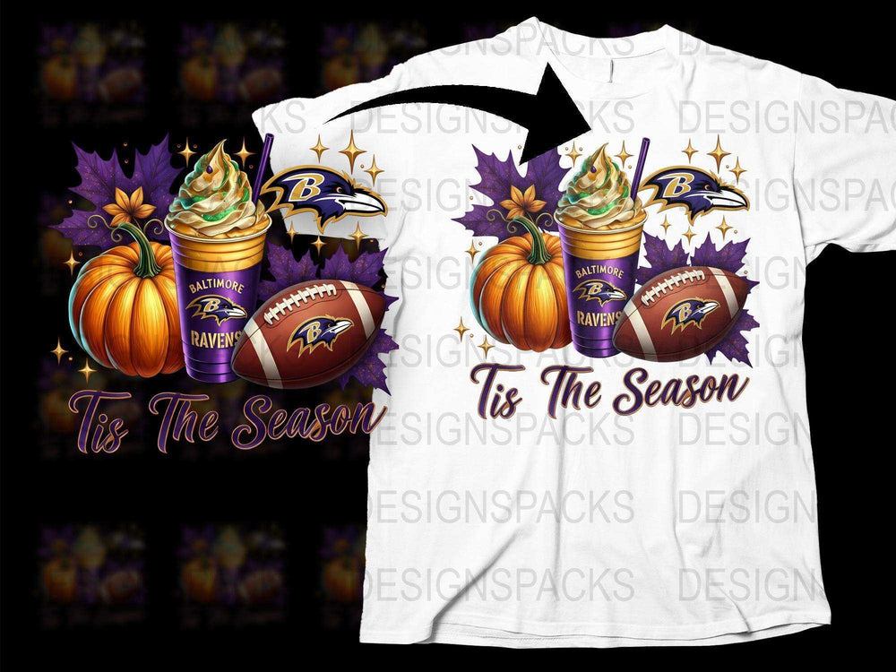 Baltimore Ravens T-Shirt, Pumpkin Spice Football Season Tee, Autumn Sports Fan Apparel