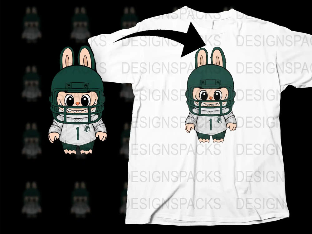 Cute Cartoon Rabbit Football Player T-Shirt, Kids Sports Graphic Tee, Unisex Children's Clothing White Shirt