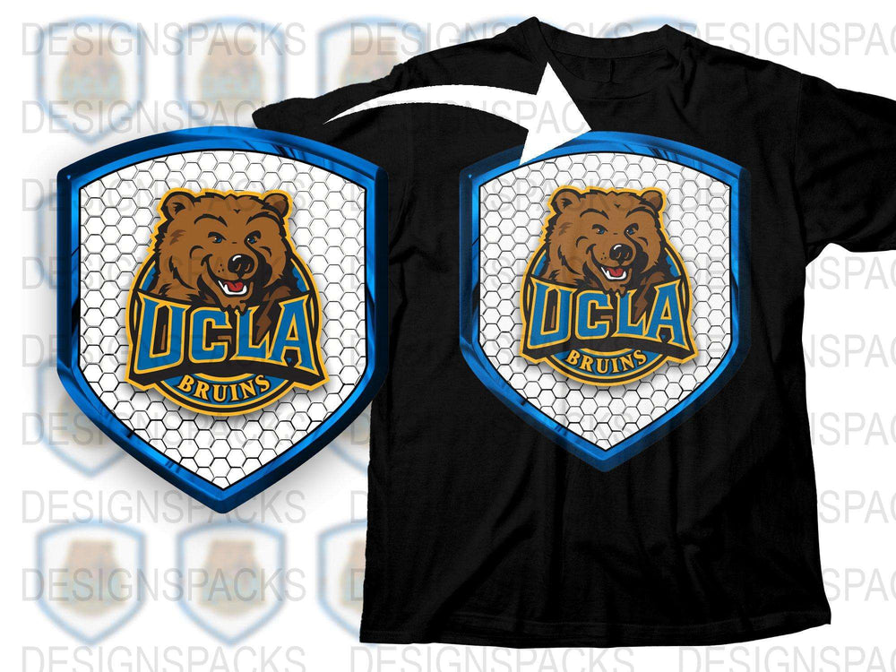 UCLA Bruins Bear Logo Black T-Shirt, College Sports Fan Apparel, University Merchandise, Graphic Tee