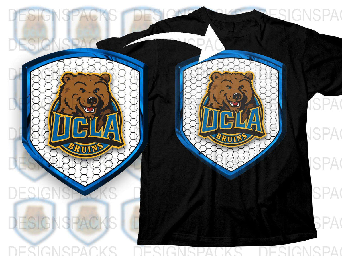 UCLA Bruins Bear Logo Black T-Shirt, College Sports Fan Apparel, University Merchandise, Graphic Tee
