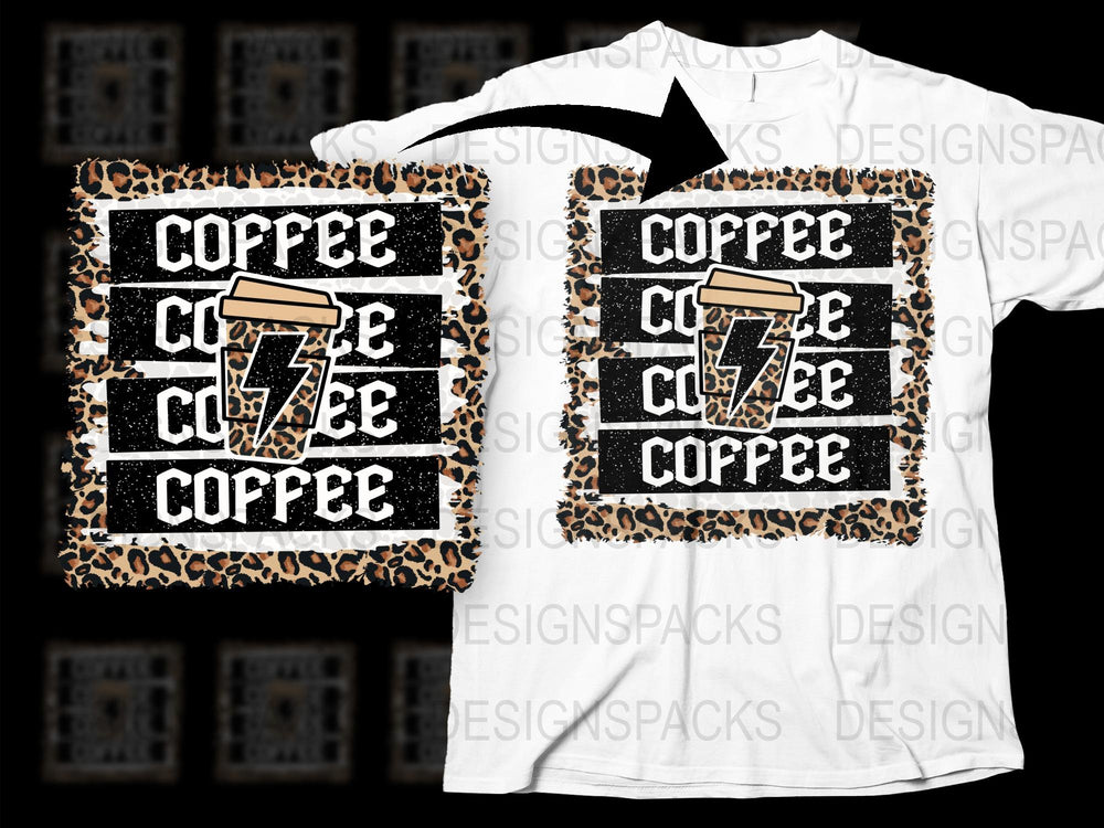 Leopard Print Coffee T-Shirt, Trendy Caffeine Lover Tee, Graphic Design Novelty Shirt for Adults, Unique Gift Idea