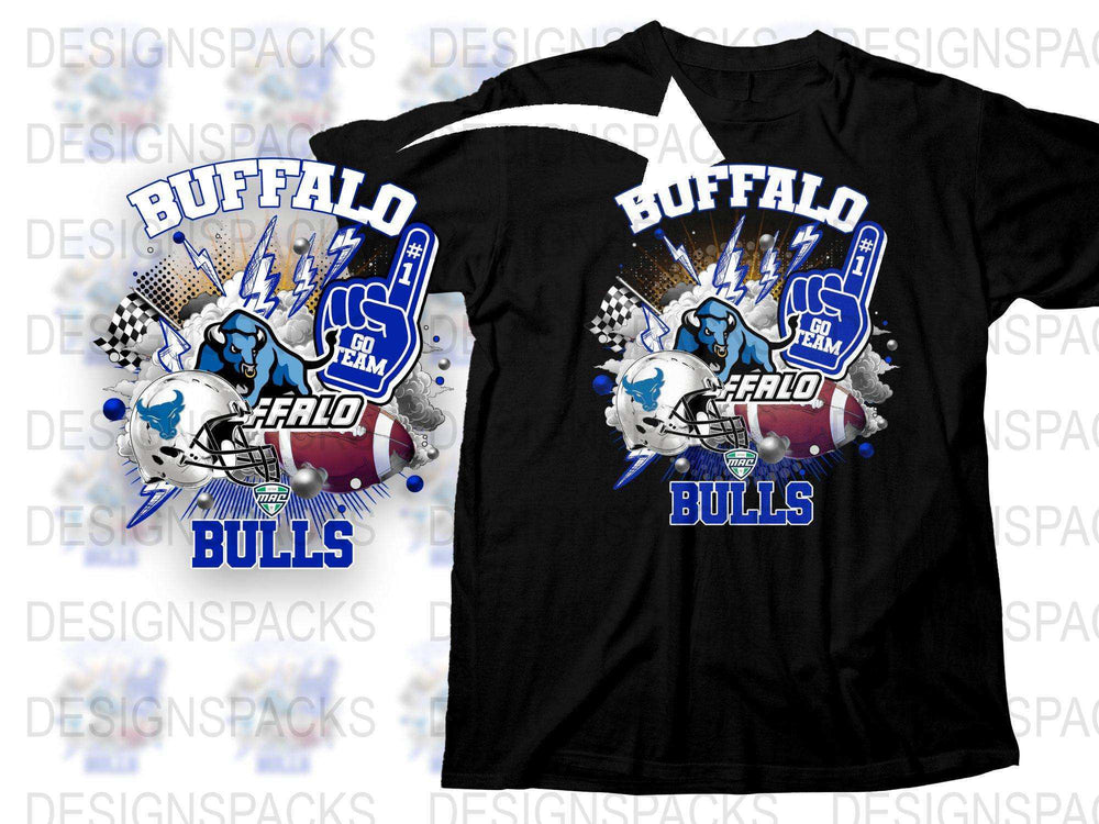 Buffalo Bulls Graphic T-Shirt, Sports Team Fan Apparel, Football Helmet Design, Casual Wear for Men and Women