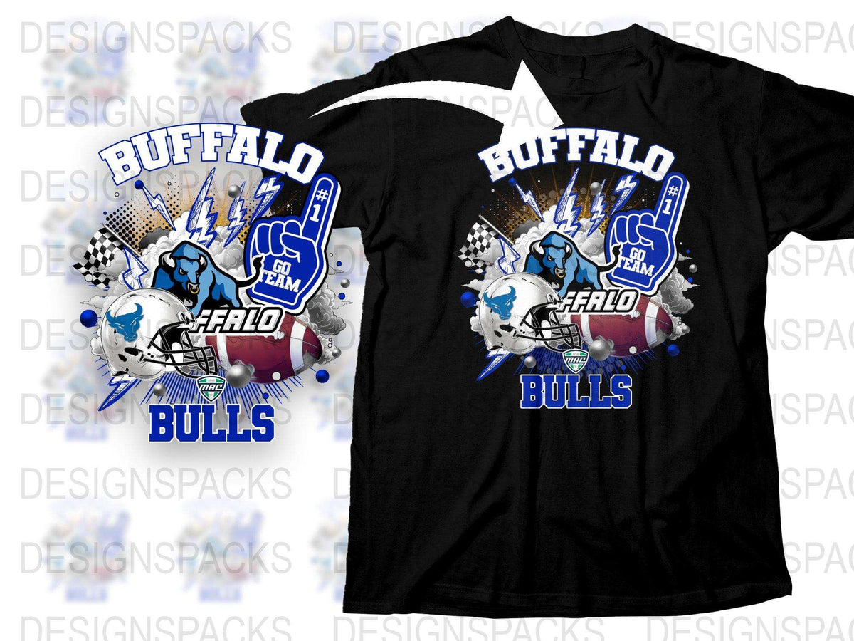 Buffalo Bulls Graphic T-Shirt, Sports Team Fan Apparel, Football Helmet Design, Casual Wear for Men and Women