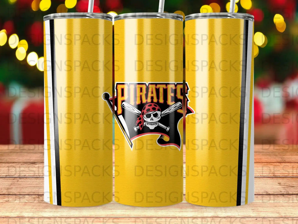 Pirates Skull Design Baseball Bats Yellow Tumbler product type