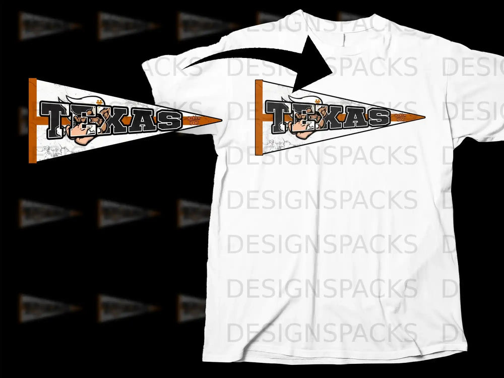 Texas Pennant Graphic on White T-Shirt Design Shirt