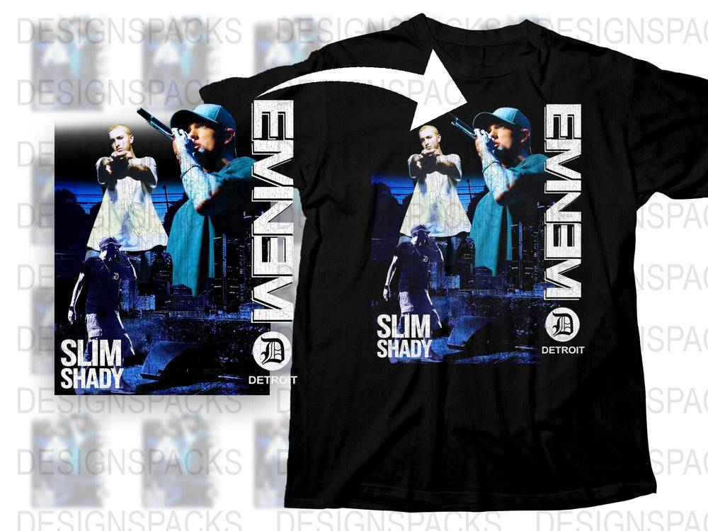 Eminem Slim Shady Detroit Concert Graphic T-Shirt, Hip Hop Music Tee, Vintage Style Black Shirt