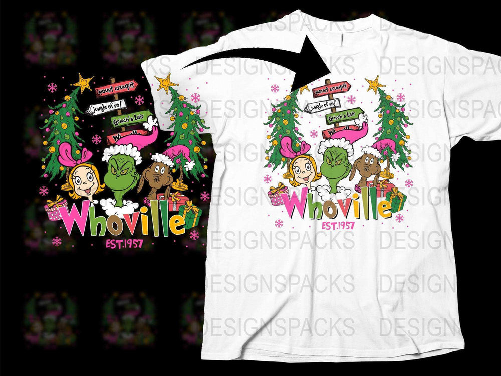 Whoville Inspired Christmas T-Shirt, Cartoon Family Holiday Tee, Festive Seasonal Apparel, Unisex Graphic Shirt