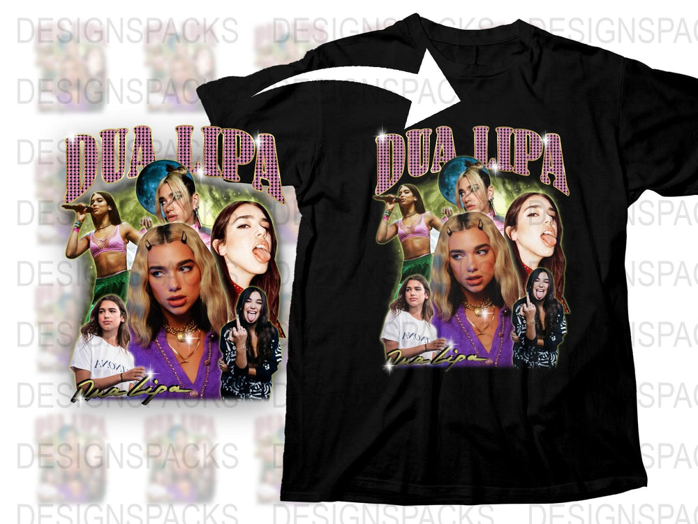 Dua Lipa Fan T-Shirt, Colorful Pop Star Graphic Tee, Music Lover Gift, Trendy Celebrity Shirt Design