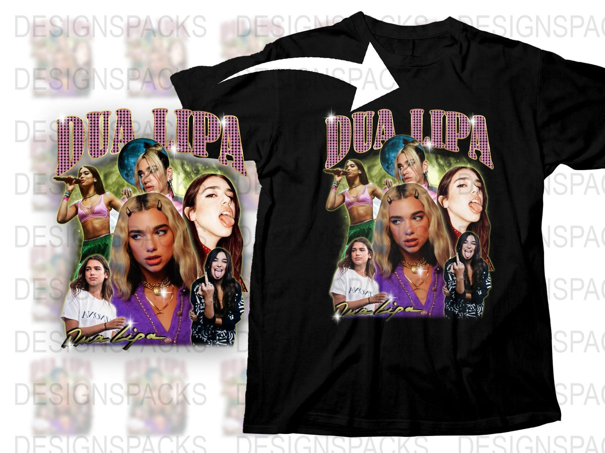Dua Lipa Fan T-Shirt, Colorful Pop Star Graphic Tee, Music Lover Gift, Trendy Celebrity Shirt Design