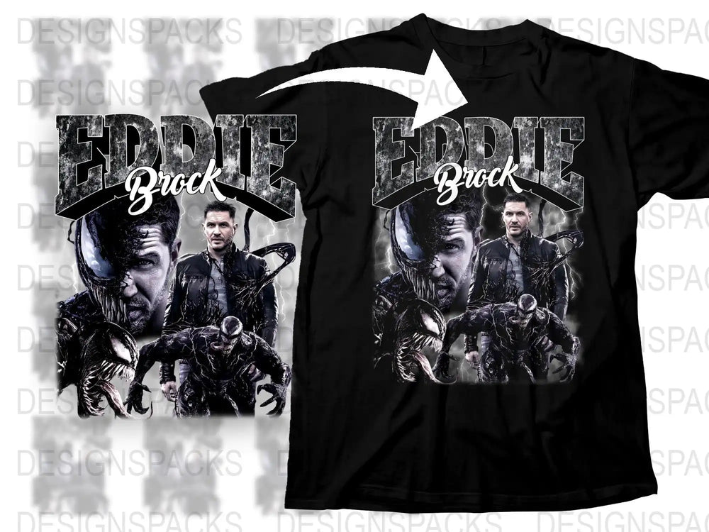 Eddie Brock Venom Graphic T-Shirt, Marvel Antihero Inspired Men's Tee, Unique Superhero Black Shirt Gift Idea