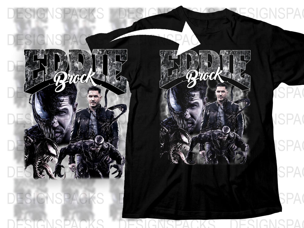 Eddie Brock Venom Graphic T-Shirt, Marvel Antihero Inspired Men's Tee, Unique Superhero Black Shirt Gift Idea