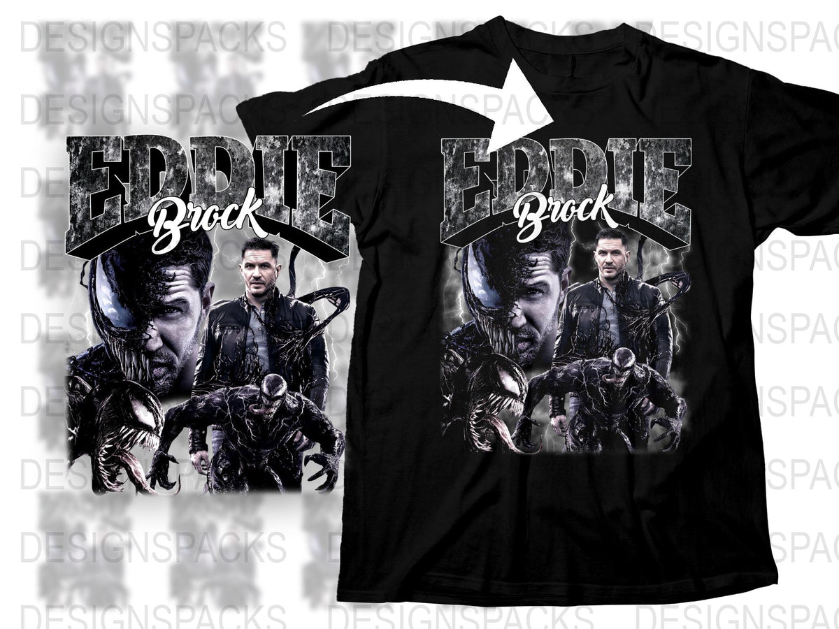 Eddie Brock Venom Graphic T-Shirt, Marvel Antihero Inspired Men's Tee, Unique Superhero Black Shirt Gift Idea