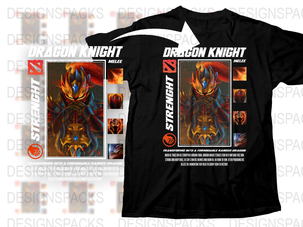 Dragon Knight T-Shirt, Men's Graphic Tee, Fantasy Armor Design, Gaming Apparel