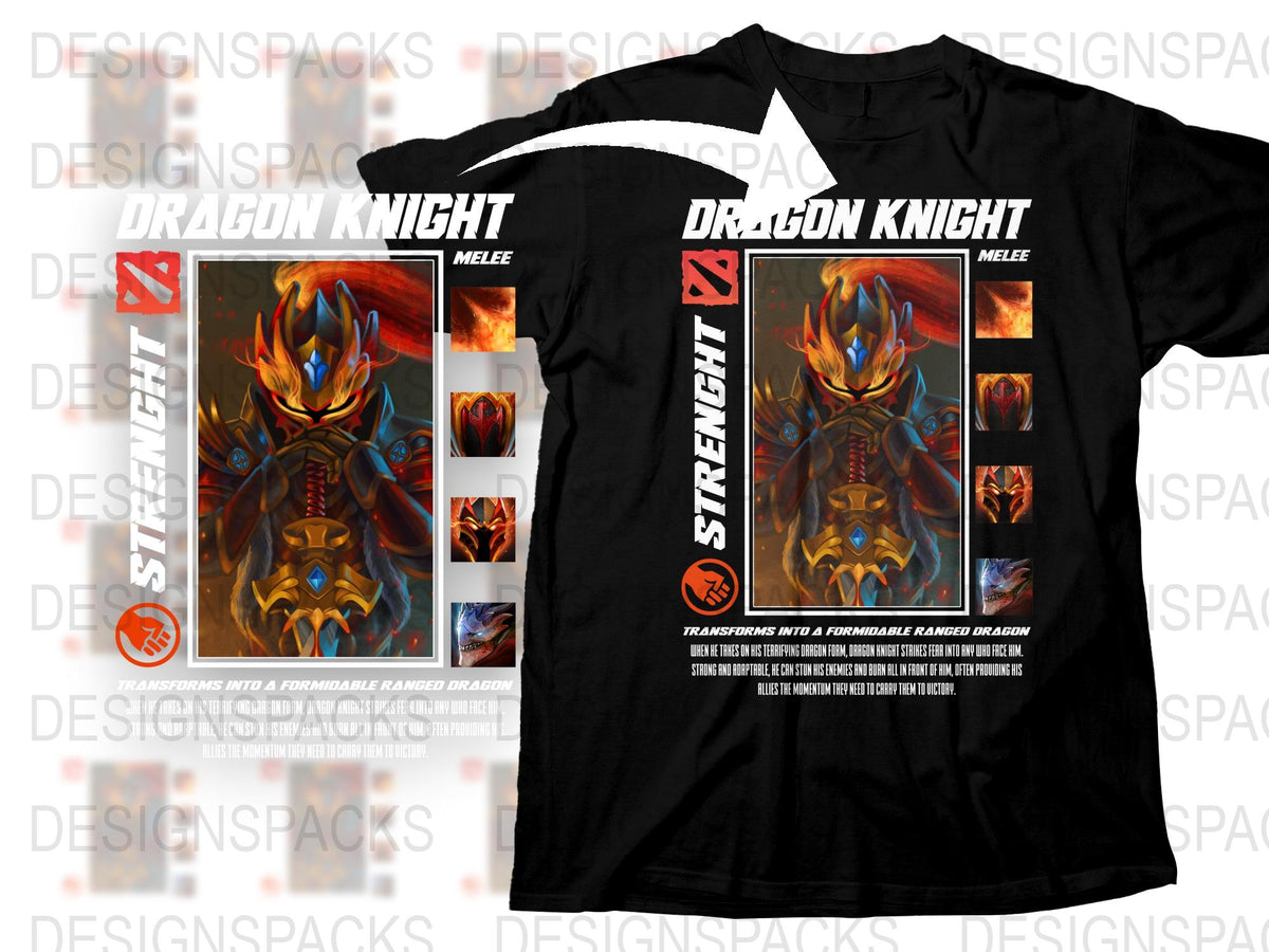 Dragon Knight T-Shirt, Men's Graphic Tee, Fantasy Armor Design, Gaming Apparel
