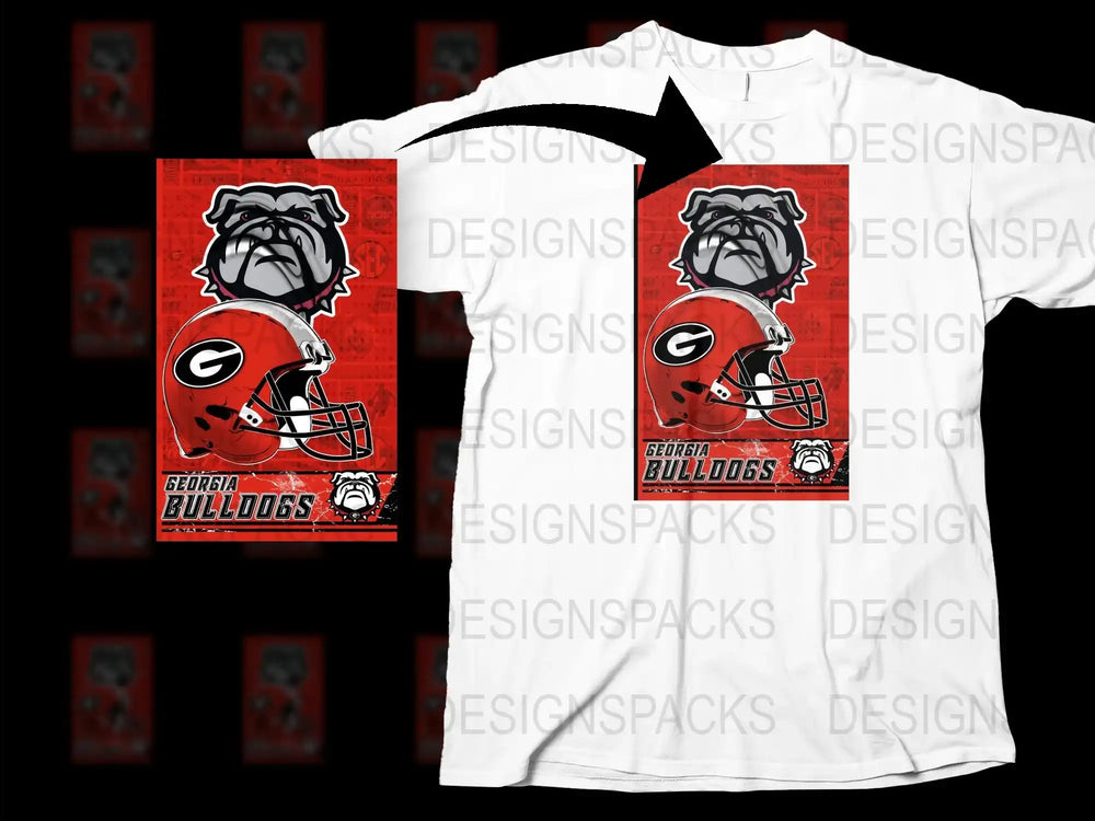 Georgia Bulldogs T-Shirt, College Football Graphic Tee, Red and White Sports Fan Apparel, Unisex Sizes