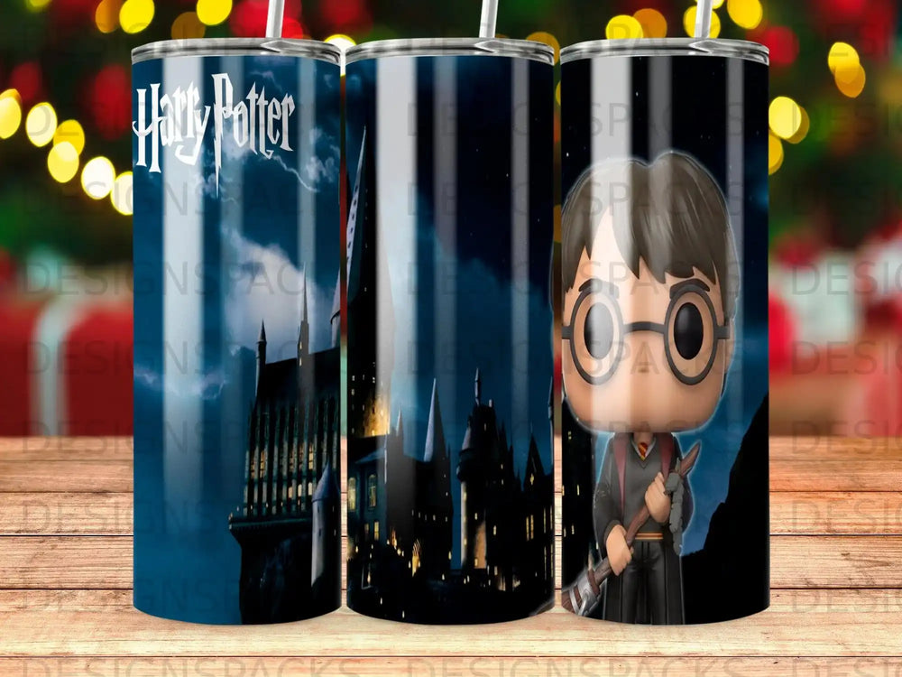 Harry Potter Hogwarts castle and character illustration tumbler.