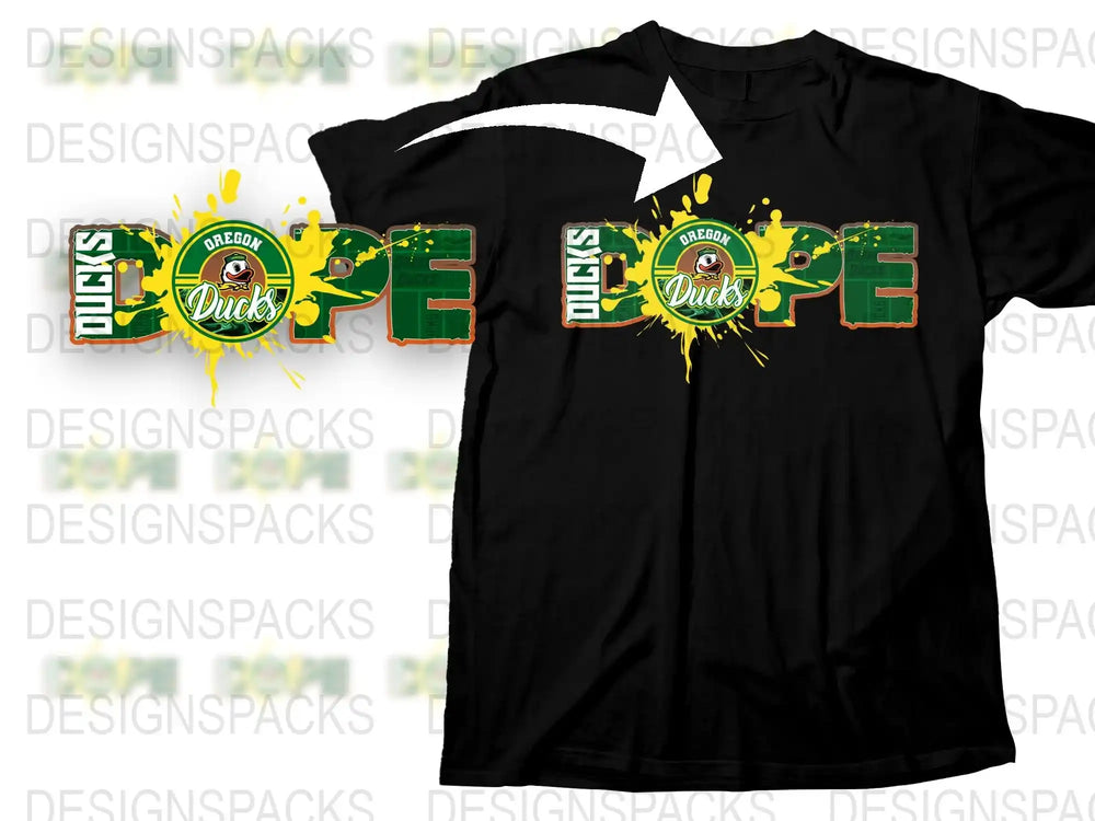 Oregon Ducks Splash Design T-Shirt, Vibrant College Sports Fan Apparel, Unisex Black Tee