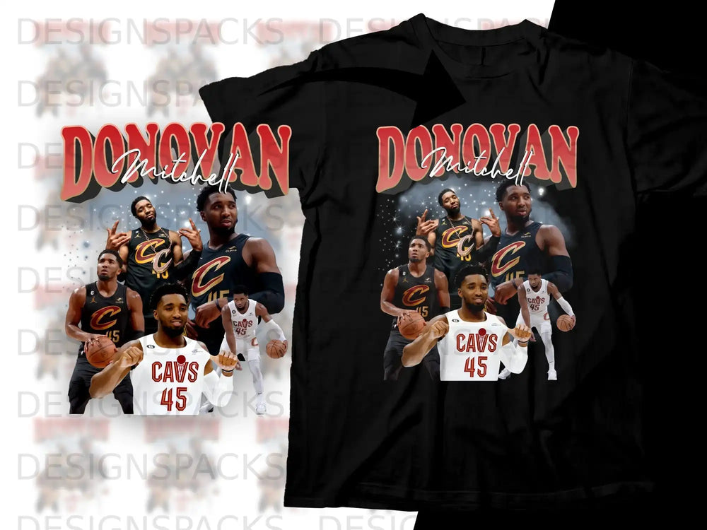 T-shirt featuring Donovan Mitchell and Cleveland Cavaliers players.