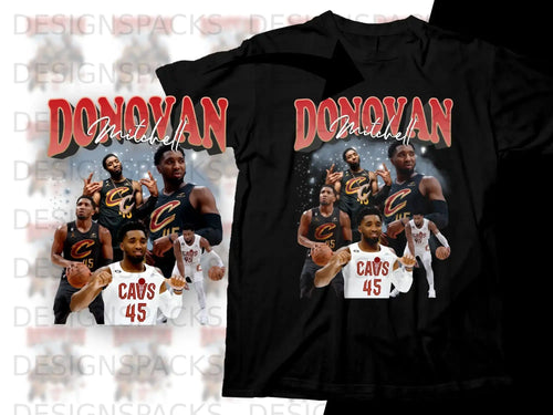 T-shirt featuring Donovan Mitchell and Cleveland Cavaliers players.