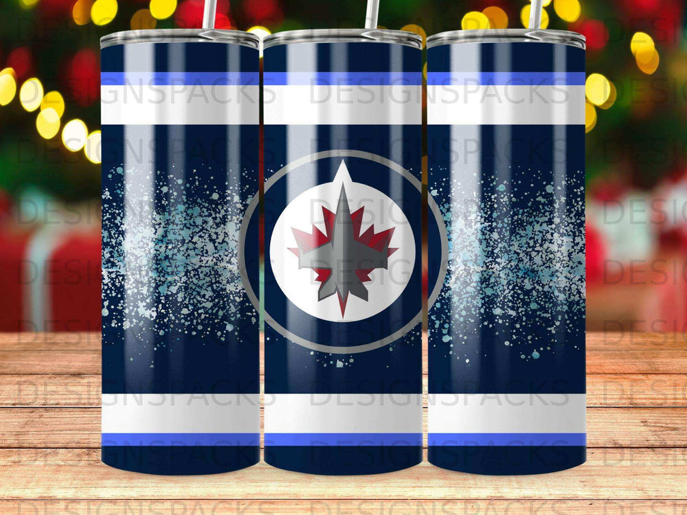 Winnipeg Jets Blue White Glitter Logo Stripes Tumbler product type