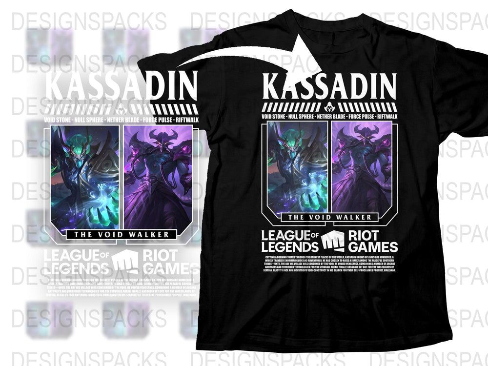 Kassadin T-Shirt League of Legends The Void Walker Gaming Apparel Unisex Black Tee