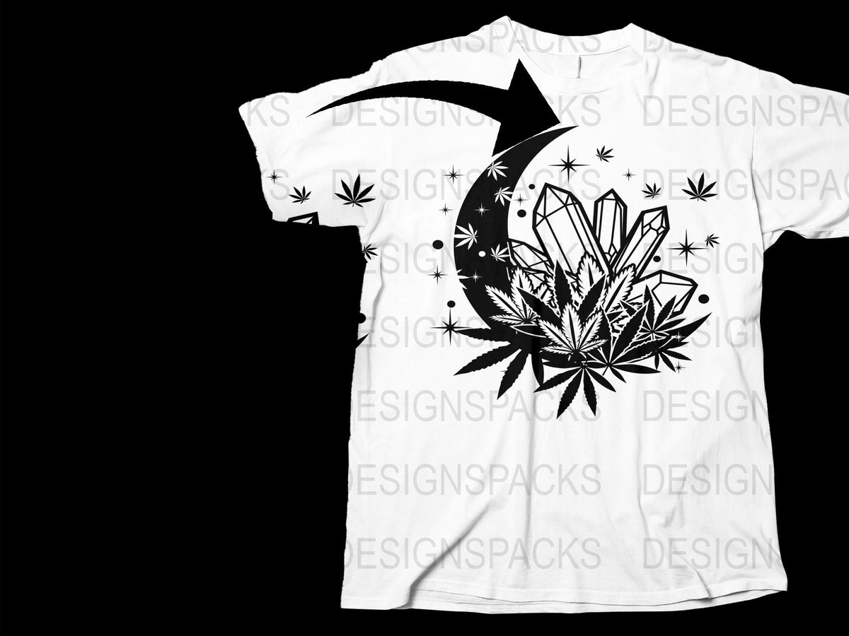 Men's Graphic T-Shirt with Black and White Cannabis Leaf Design, Stylish Casual Streetwear, All Sizes Available