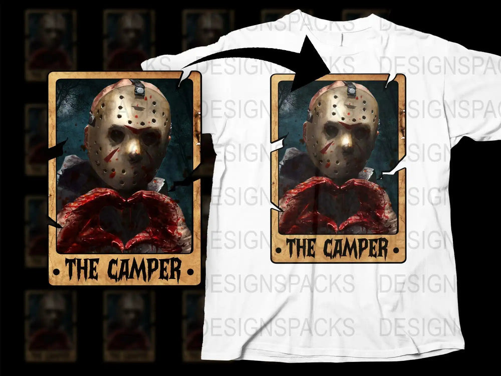 Horror Movie Fan T-Shirt, Jason Inspired 'The Camper' Graphic Tee, Unique Scary Film Apparel