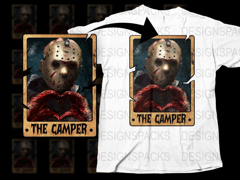 Horror Movie Fan T-Shirt, Jason Inspired 'The Camper' Graphic Tee, Unique Scary Film Apparel