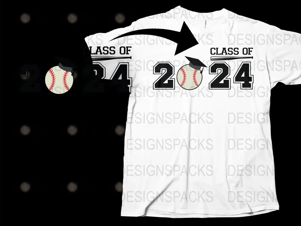 Class of 2024 Baseball Themed Graduation T-Shirt, Custom Year High School College Senior Tee