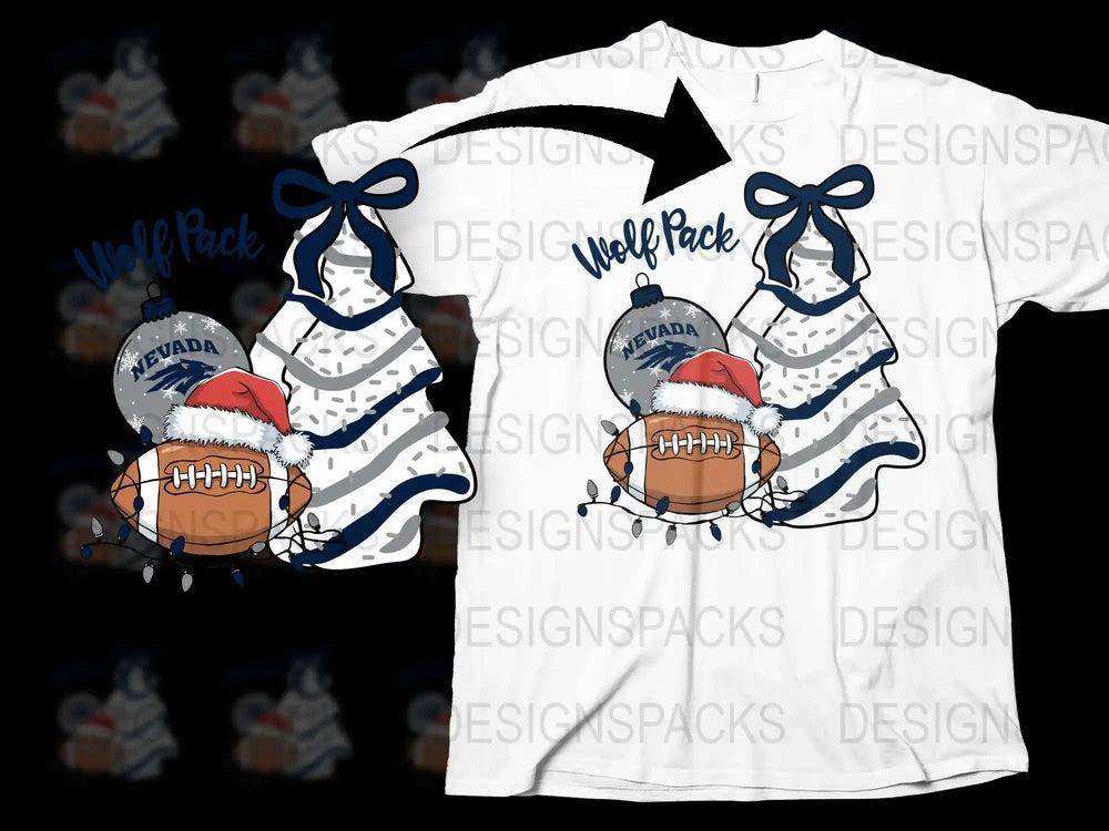 Nevada Wolf Pack Christmas T-Shirt, Holiday Football Graphic Tee, Festive Winter Apparel