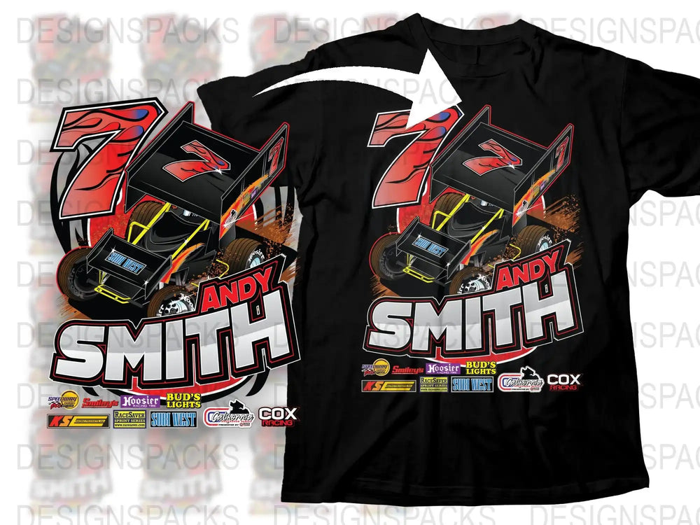 Custom Dirt Track Racing T-Shirt, Personalized Name and Number, Speedway Graphic Tee, Motorsport Apparel