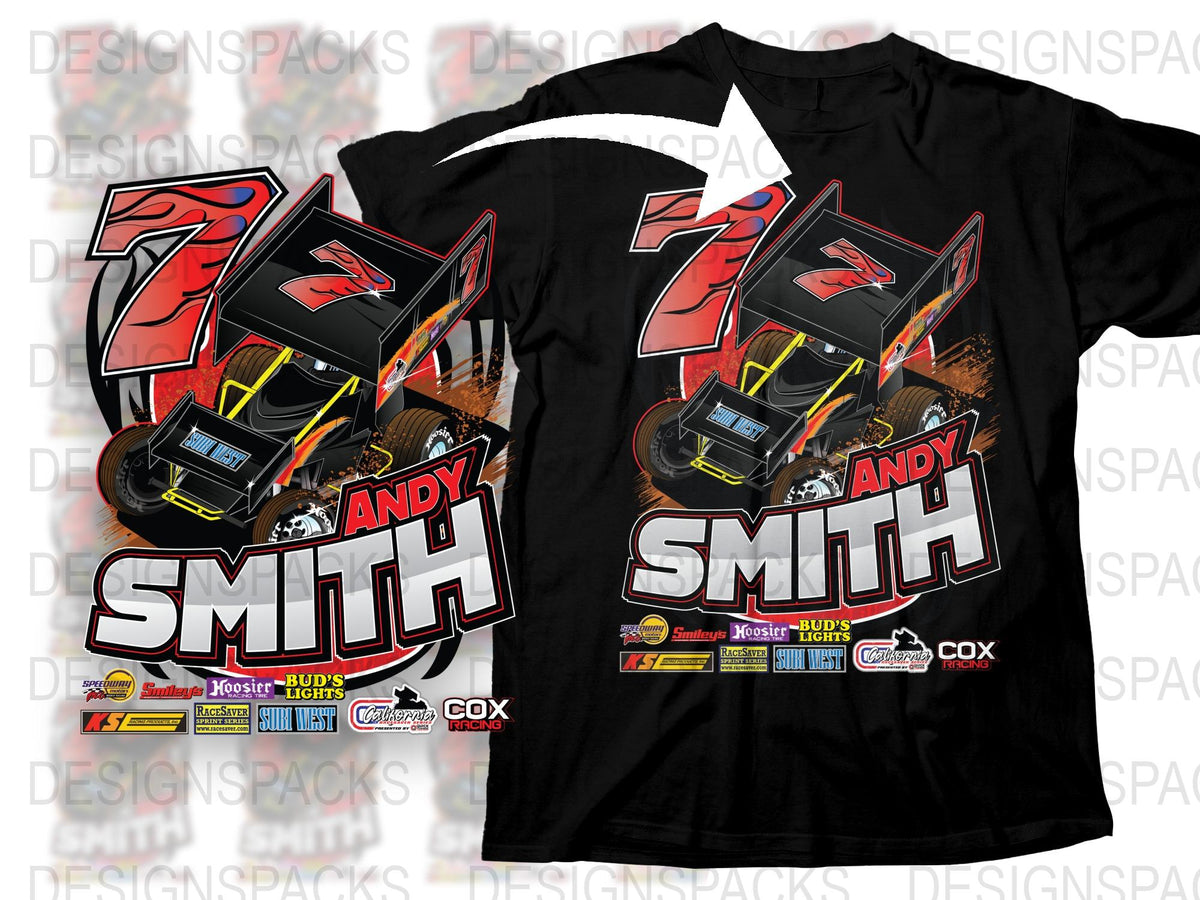 Custom Dirt Track Racing T-Shirt, Personalized Name and Number, Speedway Graphic Tee, Motorsport Apparel
