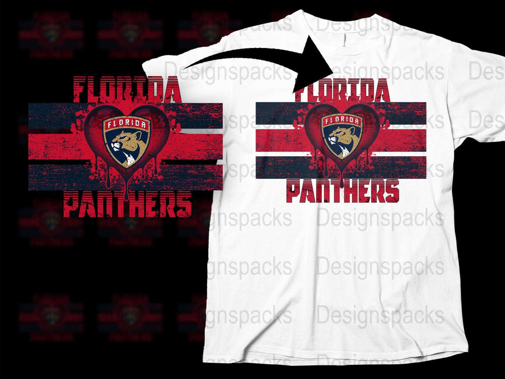 Florida Panthers T-Shirt, Distressed Logo Design, Red and Navy Sports Fan Apparel, Unisex Graphic Tee for Hockey Lovers