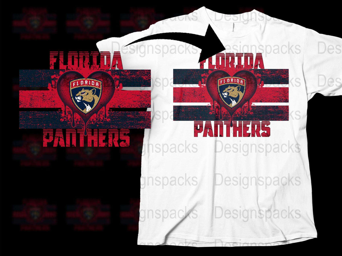 Florida Panthers T-Shirt, Distressed Logo Design, Red and Navy Sports Fan Apparel, Unisex Graphic Tee for Hockey Lovers
