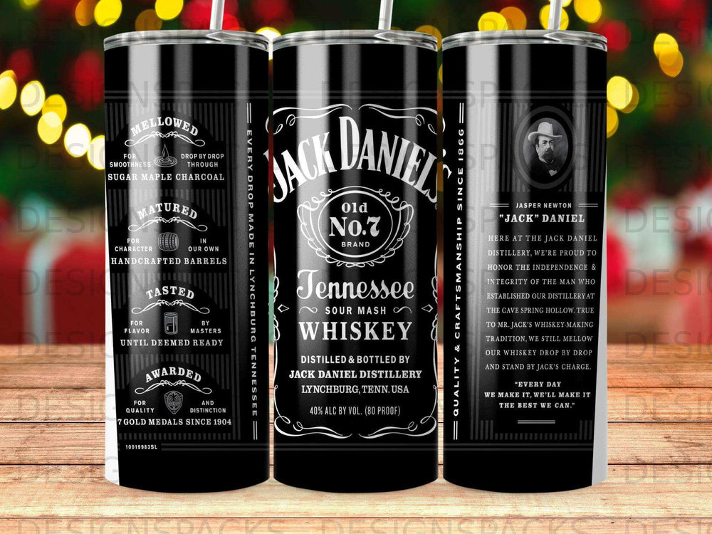 Jack Daniel's Old No. 7 Tennessee Sour Mash Whiskey bottle and label details.