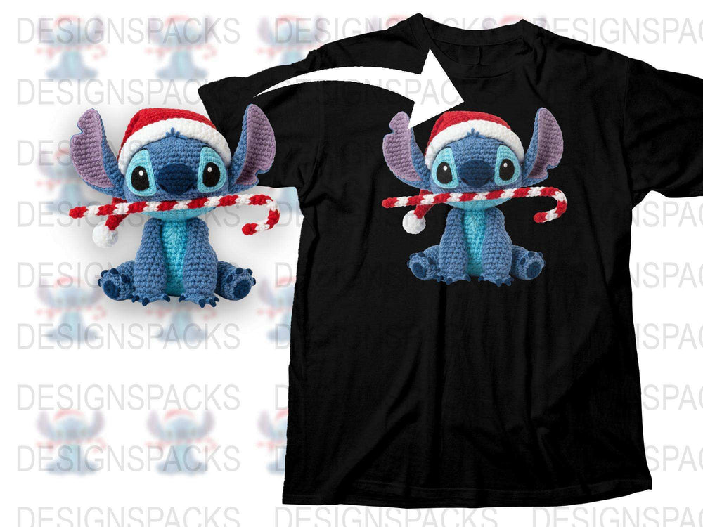 Handmade Stitch Plush and T-Shirt Set, Crochet Alien Toy, Christmas Gift Idea for Disney Fans