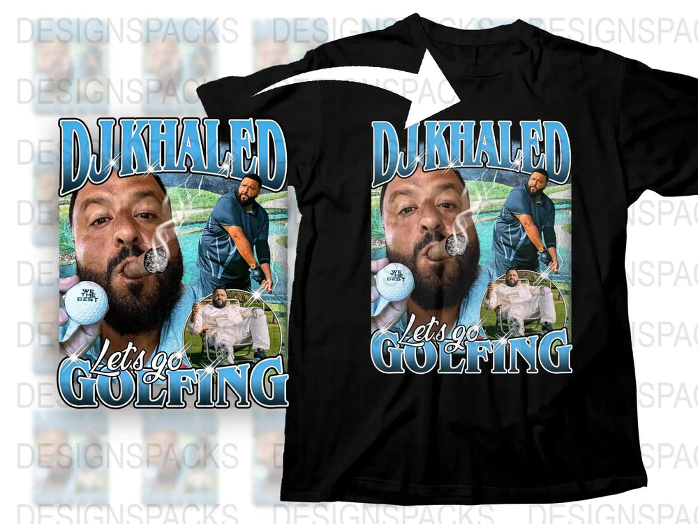 DJ Khaled Graphic T-Shirt, Let's Go Golfing, Casual Novelty Tee, Music Fan Apparel, Gift Idea