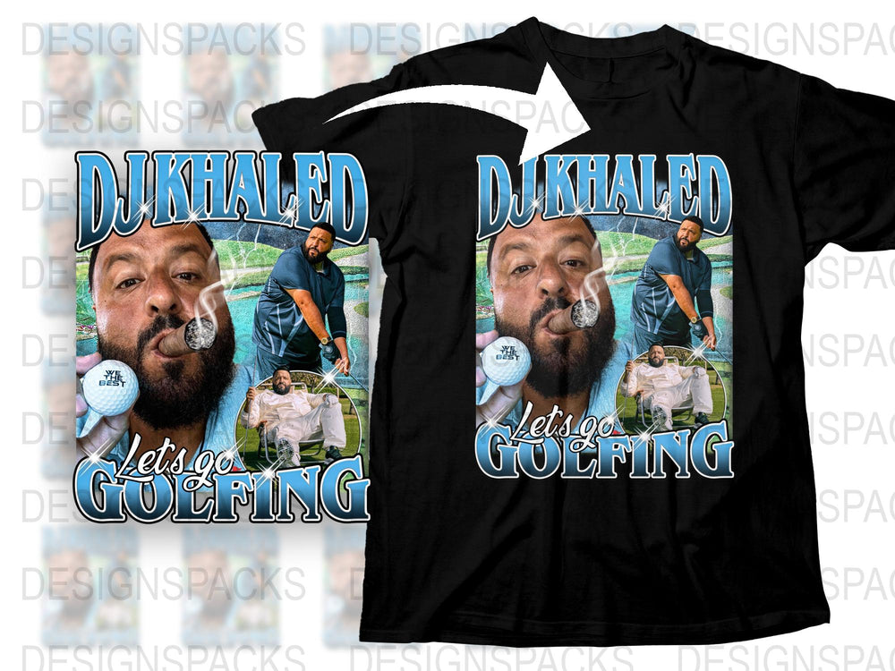 DJ Khaled Graphic T-Shirt, Let's Go Golfing, Casual Novelty Tee, Music Fan Apparel, Gift Idea