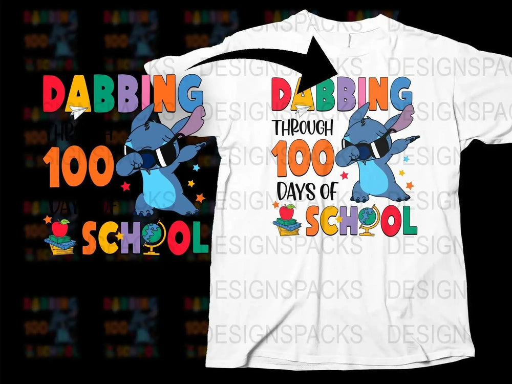 Kids Dabbing Elephant T-Shirt, 100 Days of School Celebration Tee, Colorful Fun Youth Shirt, Back to School Fashion