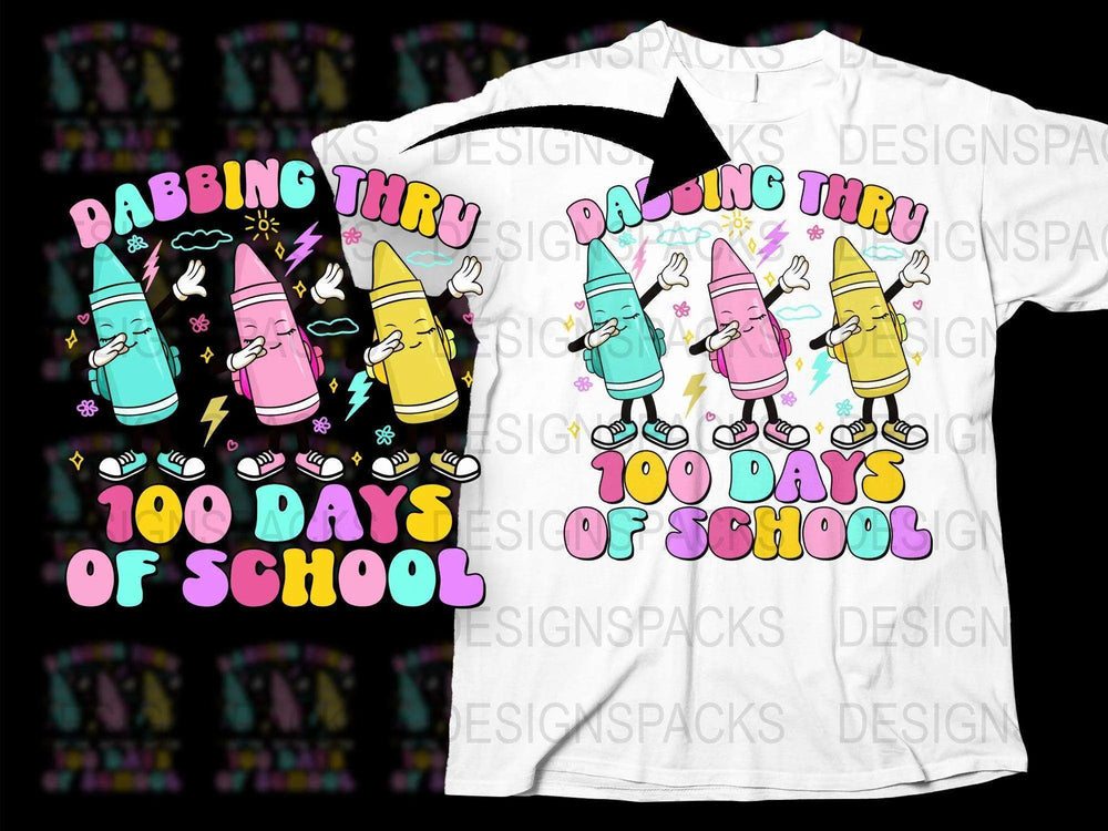 Colorful 100 Days of School T-Shirt, Fun Crayon Design, Kids School Celebration Tee, Unisex Child Fashion