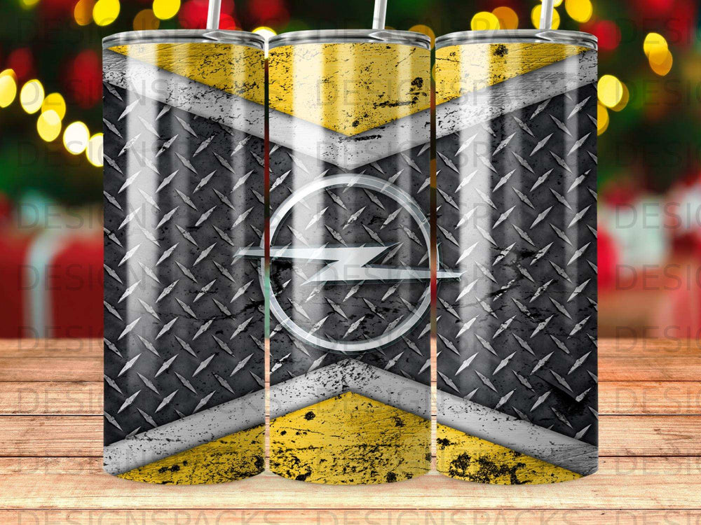 Opel Diamond Plate Yellow White Stripe Tumbler product type