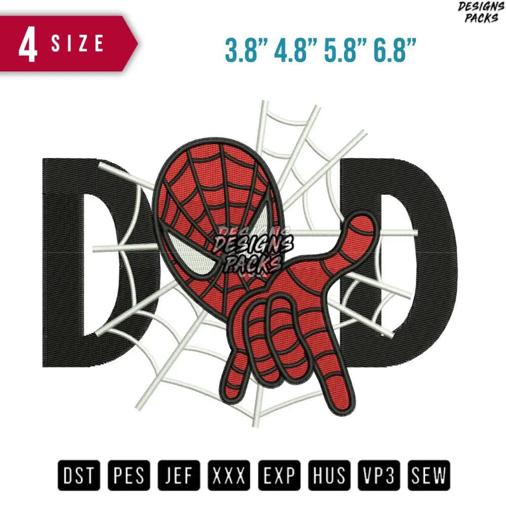 Dad Spider Web Hero Embroidery Design