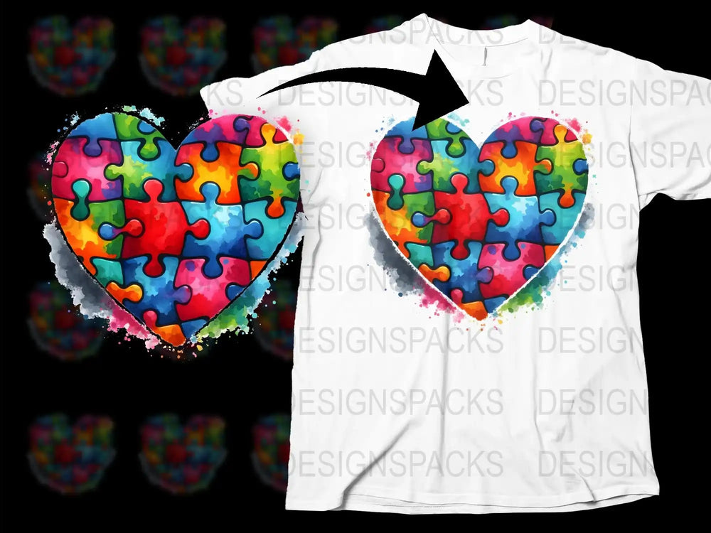 Autism Awareness Puzzle Heart T-Shirt, Colorful Jigsaw Piece Design, Unisex Tee, Support Autistic Community